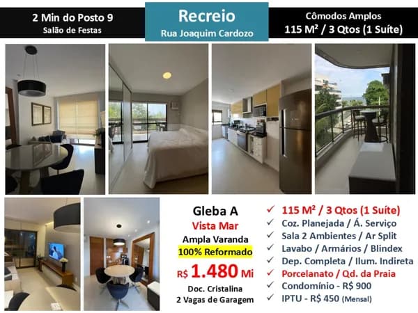 Apto Recreio Praia Joaquim Cardozo 115M²