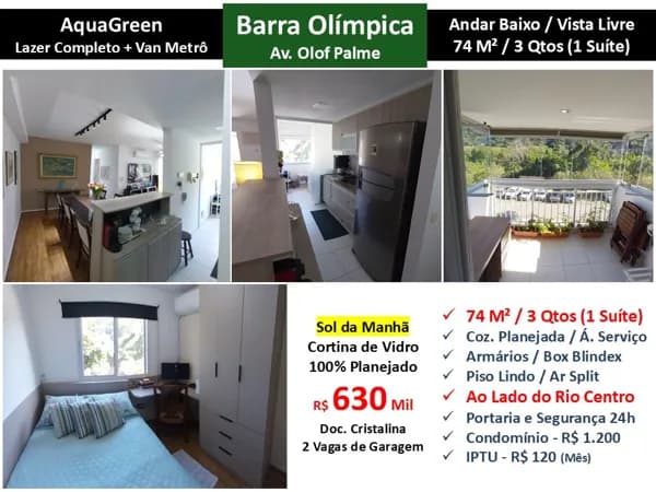 Apto Barra da Tijuca Camorim Aquagreen 74M²