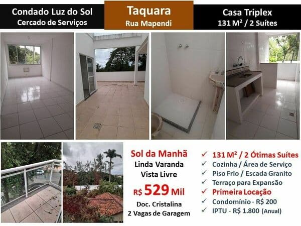 Casa JPA Taquara Mapendi Condado Luz do Sol 131M²
