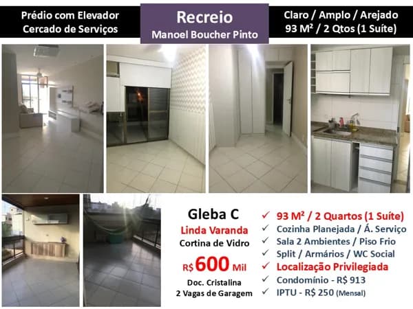 Apto Recreio Gleba C Manoel Boucher Pinto 93M²