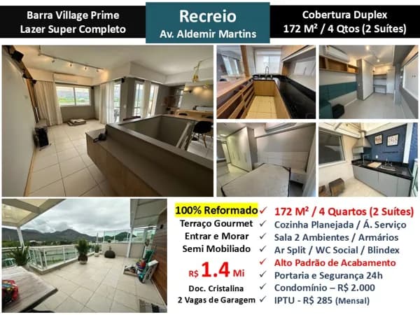 Cob Recreio Barra Village Prime 172M² 2