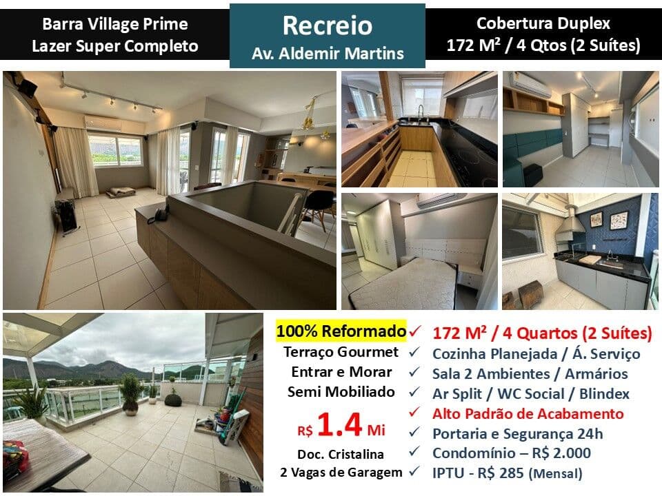Cob Recreio Barra Village Prime 172M² 2