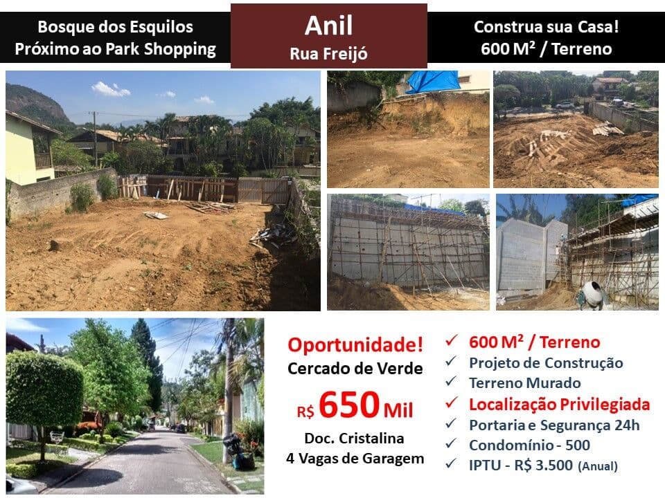 Terreno JPA Anil Bosque dos Esquilos 600M²