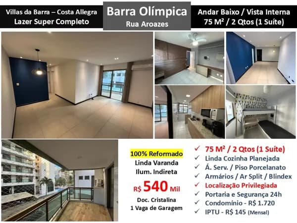 Apto Barra Olímpica Vilas da Barra Costa Allegra 75M²