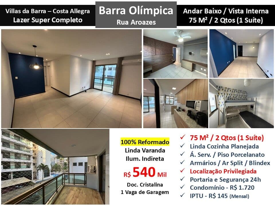 Apto Barra Olímpica Vilas da Barra Costa Allegra 75M²