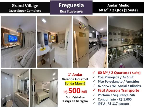 Apto JPA Freguesia Ituverava Grand Village 60M²