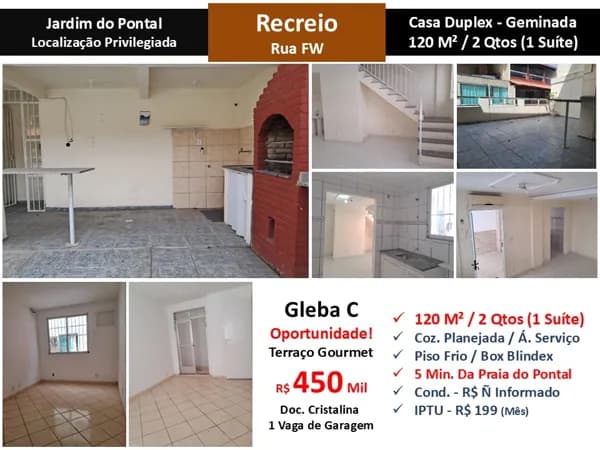 Casa Recreio Gleba C FW Jardim do Pontal 120M²