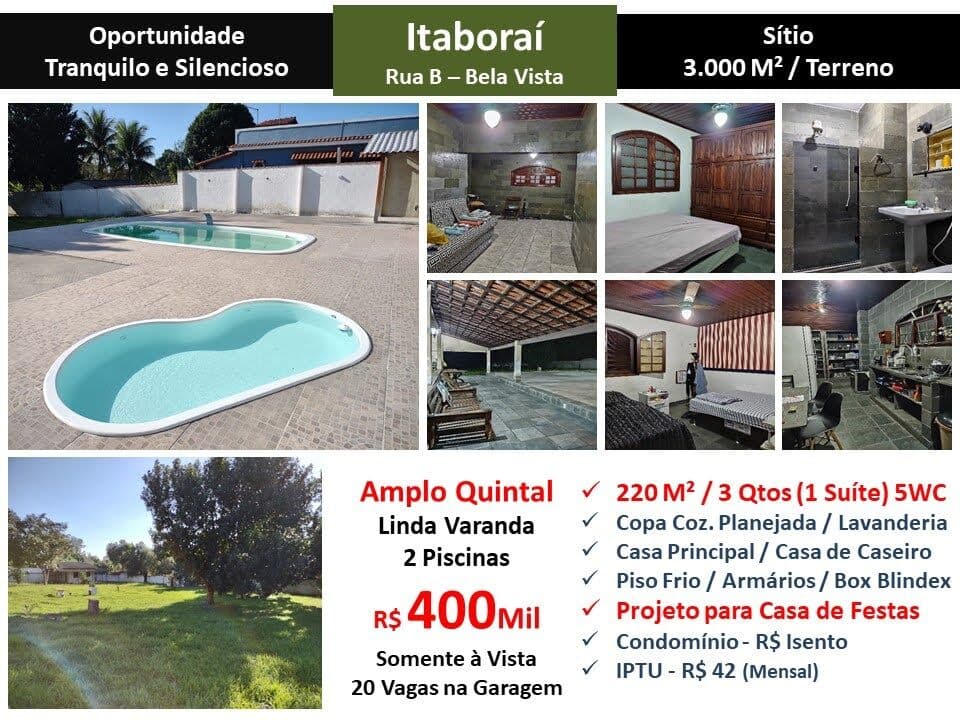 Sítio Itaboraí Bela Vista 220M²