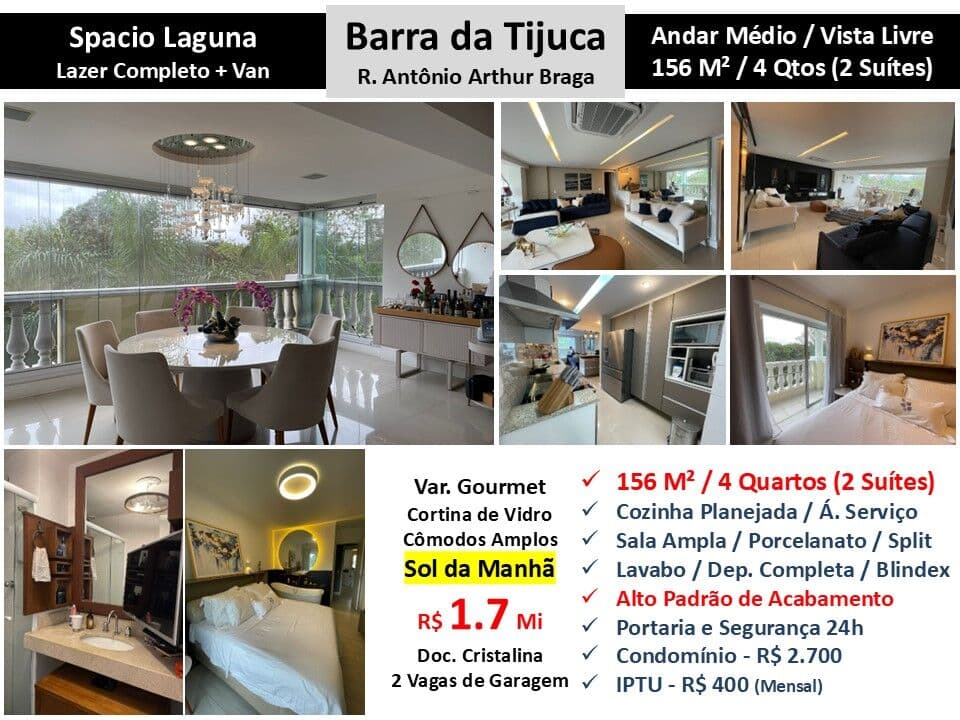 Apto Barra da Tijuca Riviera da Lagoa Spacio Laguna 156M²