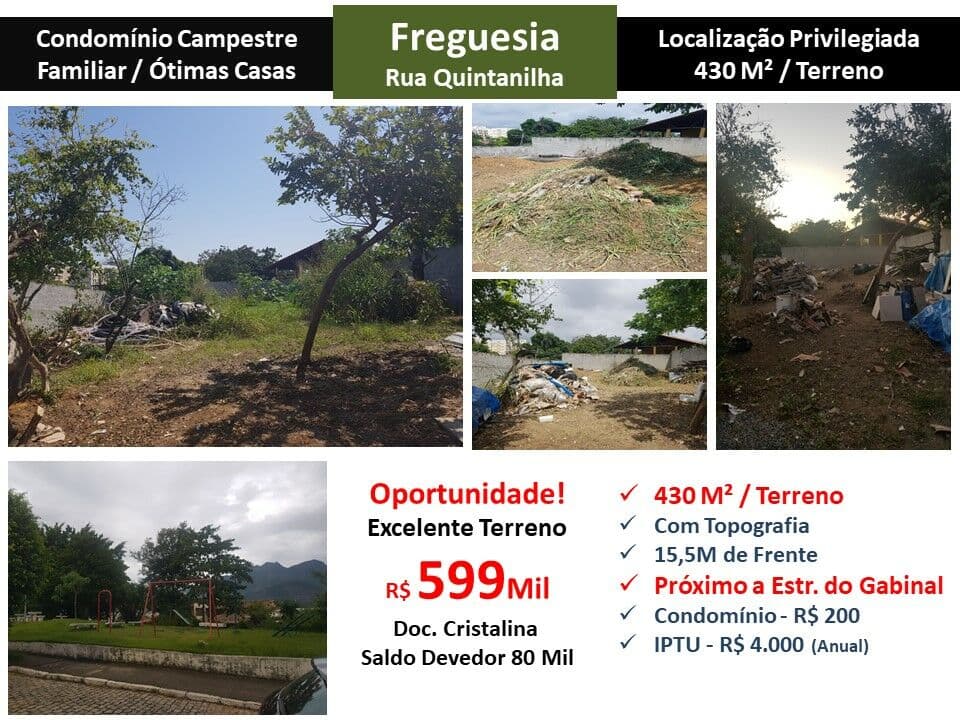 Terreno JPA Freguesia Campestre 430M²