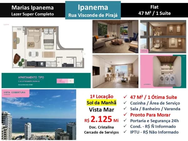 Apto Ipanema Visc. de Pirajá Marias Ipanema 47M²