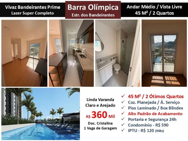 Apto Barra Olímpica Vivaz Bandeirantes Prime 45M²