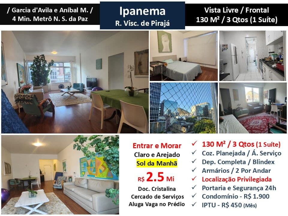 Apto Ipanema Visc. Pirajá 130M²
