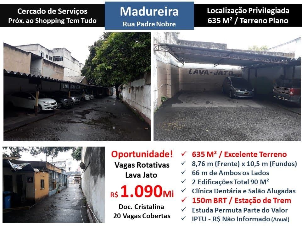 Terreno Madureira Padre Nobre 635M²