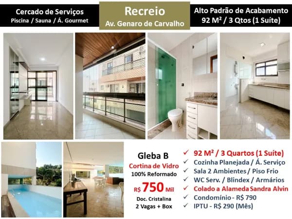Apto Recreio Gleba B Genaro de Carvalho 92M²