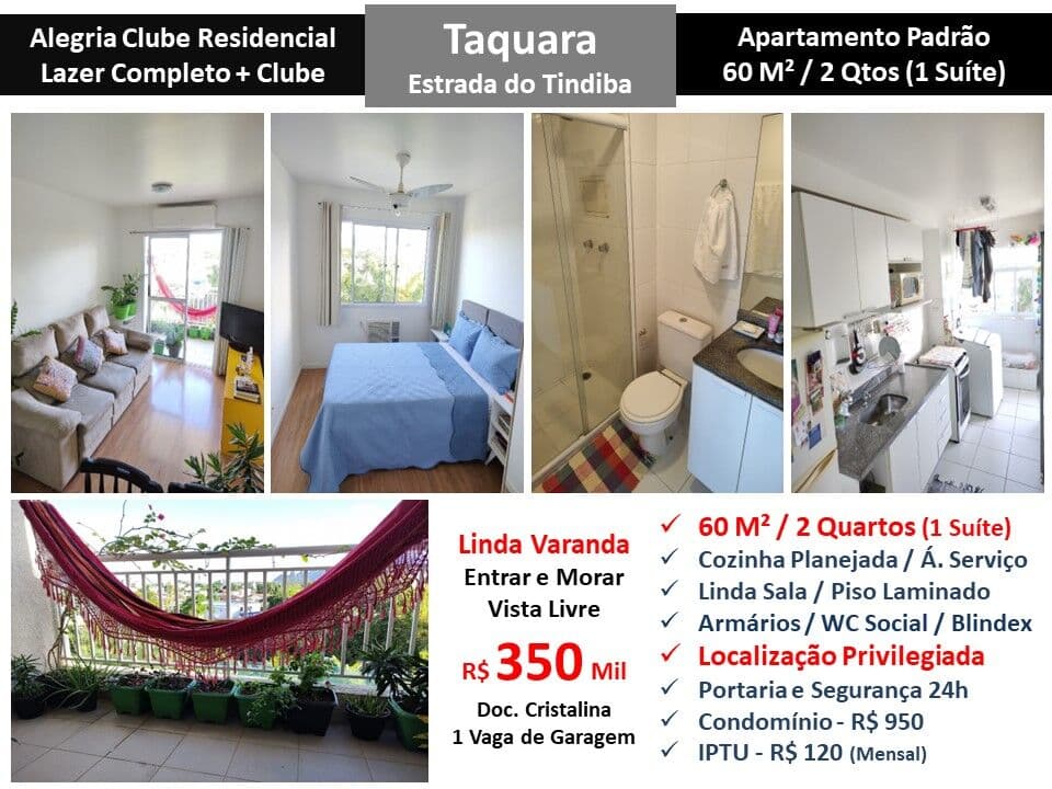 Apto JPA Taquara Tindiba Alegria 60M²