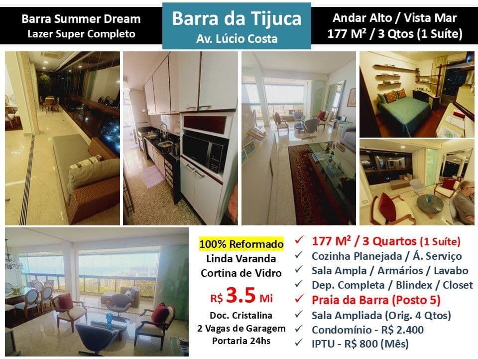 Apto Barra da Tijuca Praia Summer Dream 177M²