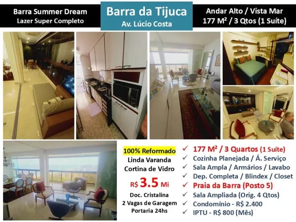 Apto Barra da Tijuca Praia Summer Dream 177M²