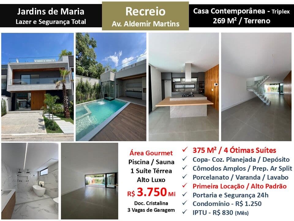 Casa Recreio Jardins de Maria 375M²
