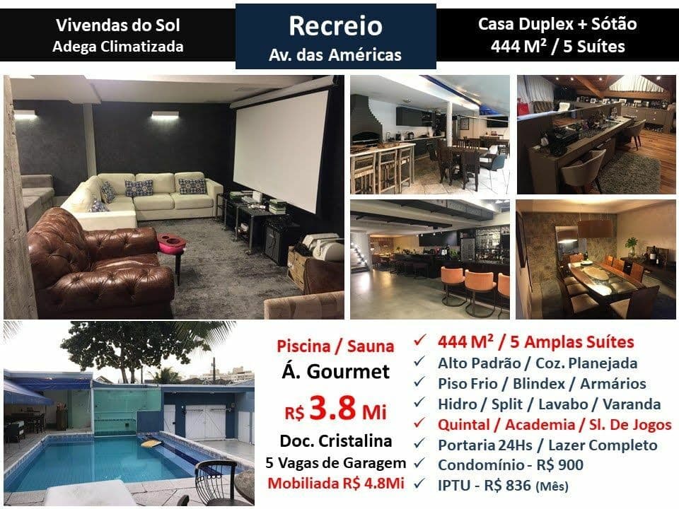 Casa Recreio Vivendas do Sol 444M²