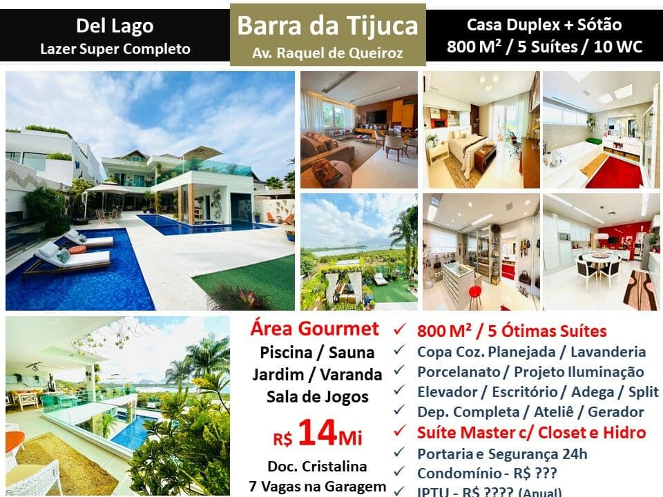 Casa Barra da Tijuca Del Lago 800M²