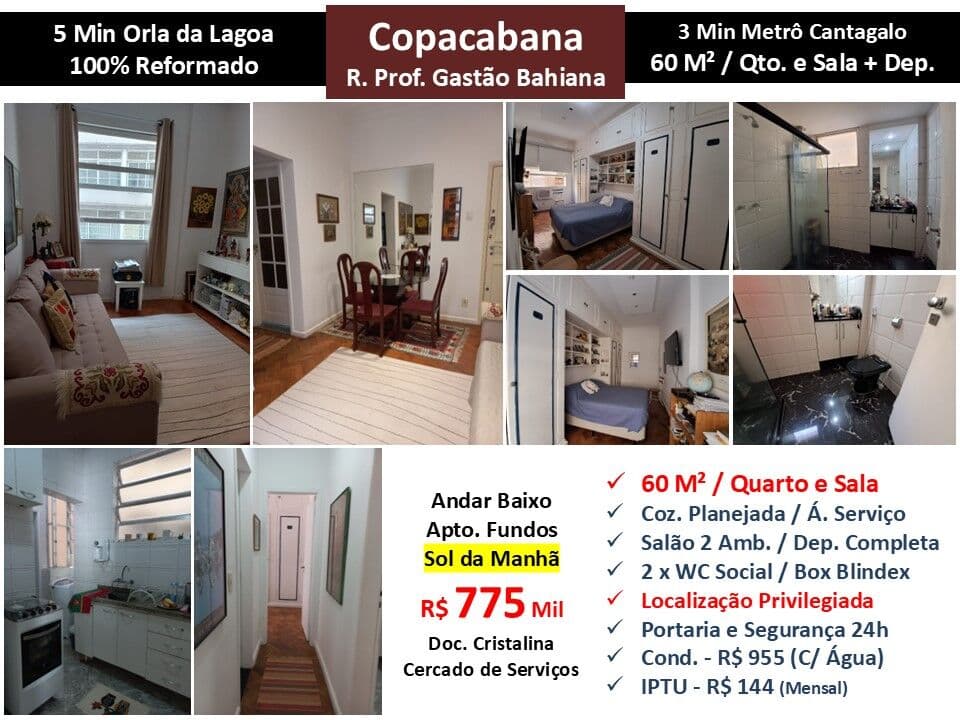 Apto Copacabana Gastão Bahiana 60M² 2