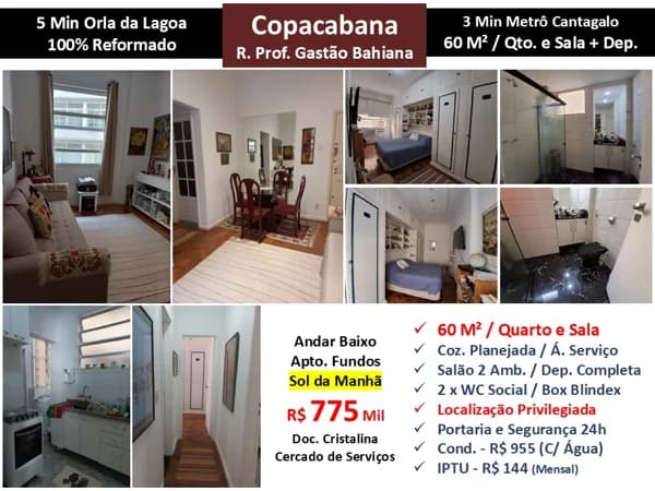 Apto Copacabana Gastão Bahiana 60M² 2
