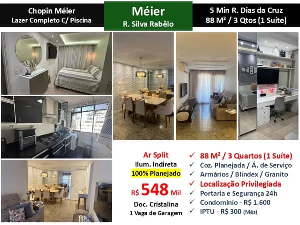 Apto Méier Silva Rabelo Chopin Méier 88M²