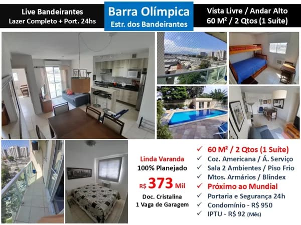 Apto Barra Olímpica Live Bandeirantes 60M²