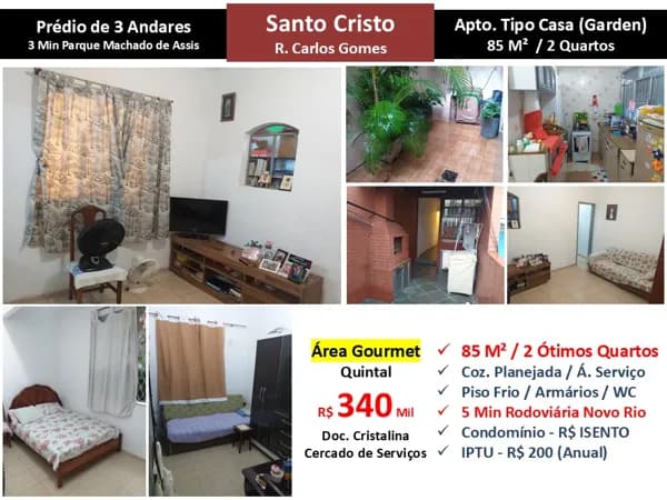 Apto Santo Cristo Carlos Gomes 85M² Garden