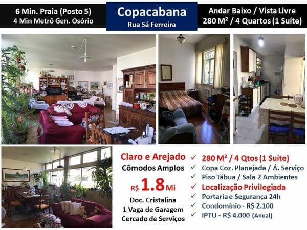 Apto Copacabana Sá Ferreira 280M²