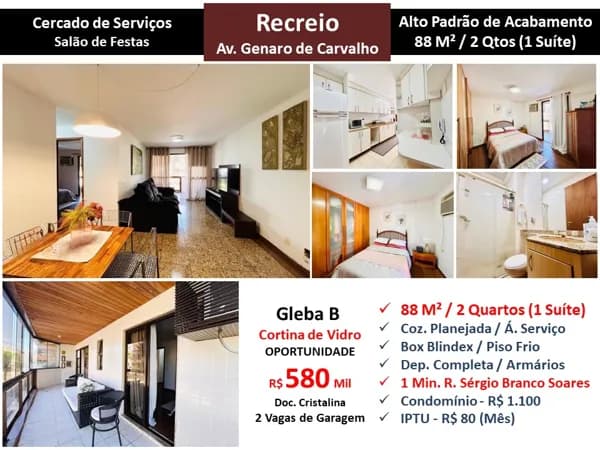 Apto Recreio Gleba B Genaro de Carvalho 88M²