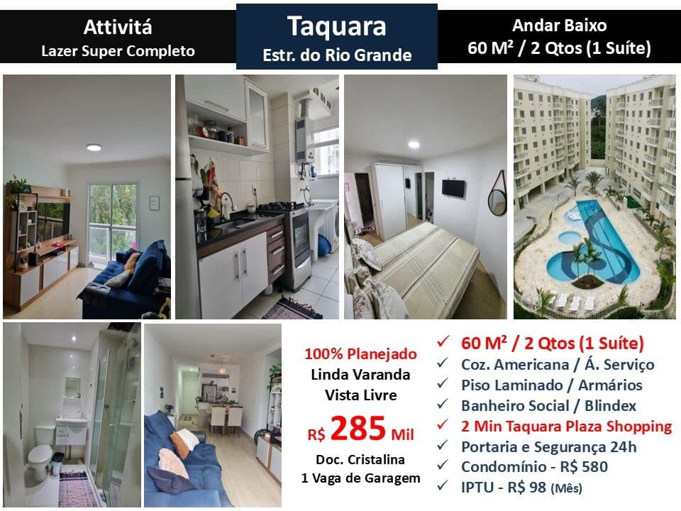 Apto JPA Taquara Ativita Rio Grande 60M²