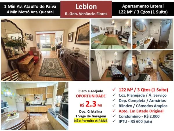 Apto Leblon Gen. Venâncio Flôres 122M²