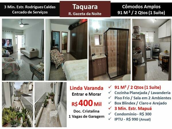 Apto JPA Taquara Gazeta da Noite 91M²