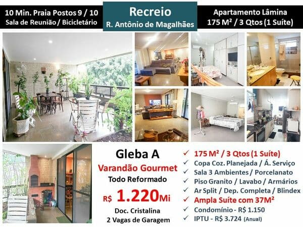 Apto Recreio Praia Antonio de Magalhaes 175M²