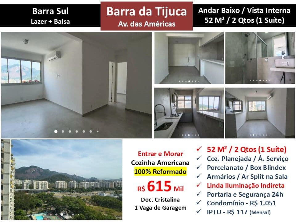 Apto Barra da Tijuca Barra Sul 52M²