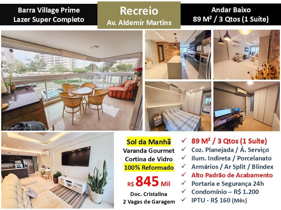Apto Recreio Barra Village Prime 89M²
