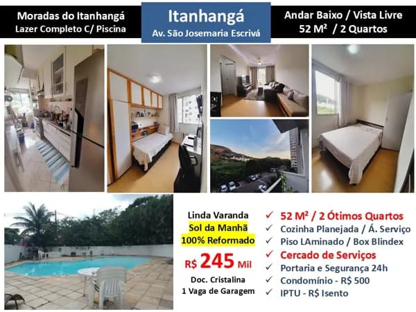 Apto Barra da Tijuca Itanhangá Moradas do Itanhangá 52M²