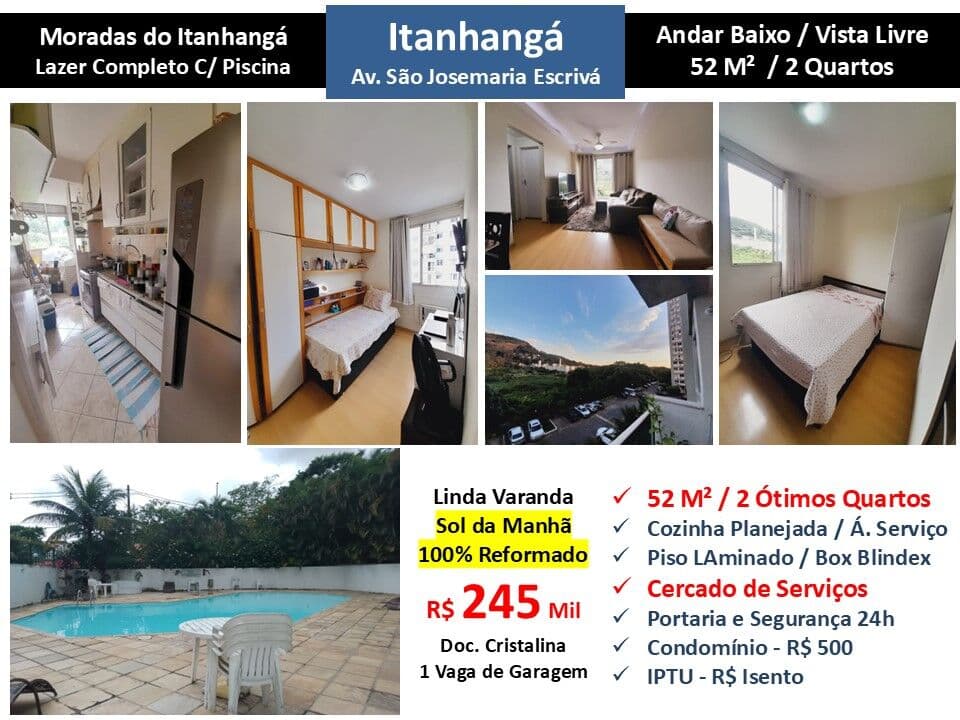 Apto Barra da Tijuca Itanhangá Moradas do Itanhangá 52M²