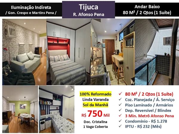 Apto Tijuca Afonso Pena 80M²