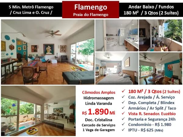 Apto Flamengo Praia 180M² 2