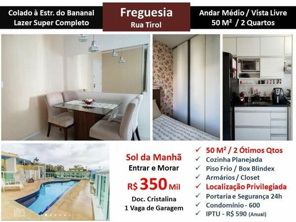 Apto JPA Freguesia Tirol 50M²