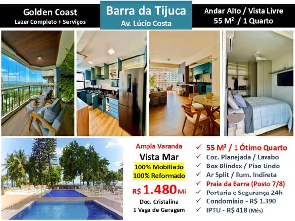 Apto Barra da Tijuca Praia Golden Coast 55M²