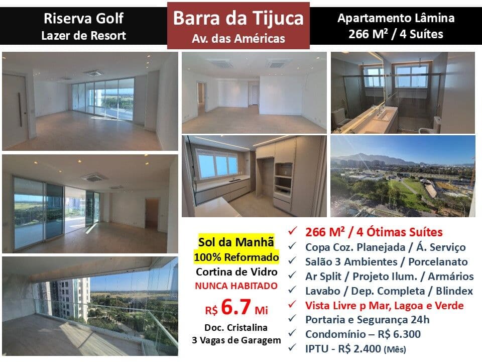 Apto Barra da Tijuca Riserva Golf 266M²