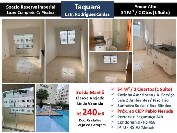 Apto JPA Taquara Spazio Reserva Imperial 54M² 2