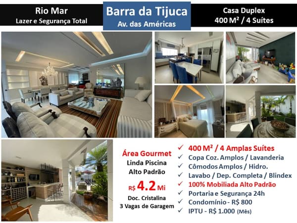 Casa Barra da Tijuca Rio Mar 400M²