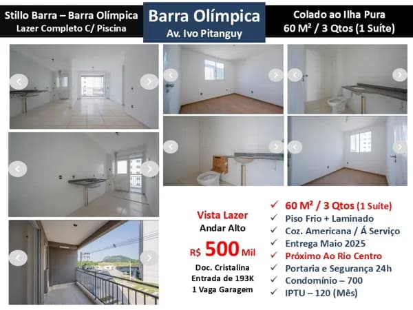 Apto Barra Olímpica Ivo Pitanguy Stillo Barra 60M²