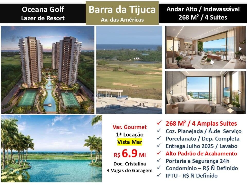 Apto Barra da Tijuca Oceana Golf 268M²