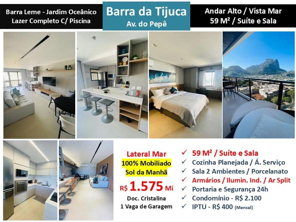 Apto Barra da Tijuca Praia JO Barra Leme 59M²